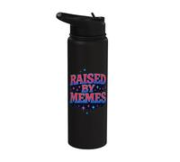 Raised By Memes Internet Culture Stainless Steel Insulated Water Bottle