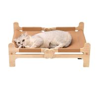 Raised Cat Bed - Wooden Frame Construction, Breathable Technical Cloth, Sturdy Raised , Lightweight, Portable Design, 60 x 36.5 x 21 cm, Indoor, Outdoor, Garden, Balcony, Lawn, Camp