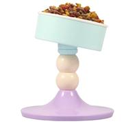 Raised Cat Bowl Adjustable Height Ceramic Dog Elevated Food Bowls with Anti Slip Pad Detachable Easy Cleaning Shallow Cat Feeding Bowl Anti Vomiting for Small Dogs, Food and Water(A)