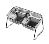 Raised Cat Bowl - Angled Feeding Dish, Durable Twin Stand | Modern Cat Food Server, Height Adjustable Water Tray for App Space Setup