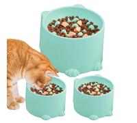 Raised Cat Bowl, Anti-Vomit Feeder, Slow Eating Water Dish, 3pcs Elevated Spill-Proof, Pet Bowl For Ergonomic Tilted Design Cats And Small Pets, Food Dispenser 12.5x8.5cm
