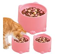Raised Cat Bowl | Anti-Vomiting Water Dish Maker, Slow Feeding | 3 Spill-proof Cat Bowl