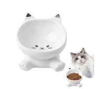 Raised Cat Bowl - Ceramic 12.5 x 10.5 cm | Cat Food Bowl With Slanted Spill Proof Design And Non Slip Base For Trouble-less Feeding | Сat Feeding Station For Kittens And Puppies