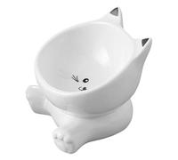 Raised Cat Bowl Ceramic Angled Slanted Spill-Proof Eating Drinking | Raised Dish Slanted Angled Feeding Drinking Eating for Kitten Puppy Apartment City Living Travel
