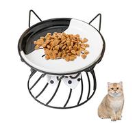 Raised Cat Bowl, Ceramic Cat Bowl with Metal Stand, Anti-Tilt Cat Feeding Station, Cat Bowl, Cat Feeding Bowl, Cat Food Bowl, Anti-Cervical Spondylosis Feeding Bowl
