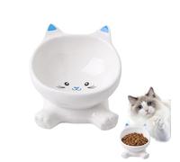 Raised Cat Bowl - Ceramic Height 15 cm | Inclined Bowl Anti-Overflow Dish Pets | Comfortable Meal Solution Puppy Apartment Urban Food