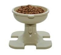 Raised Cat Bowl, Elevated Cat Bowls, Raised Water Bowl, Dog Feeding Tray, 8.2x18.2x14.5cm/3.23x7.17x5.71 inches, Elevated Cat Dishes with Adjustable Heights, Blue and Cream Color