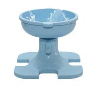 Raised Cat Bowl, Elevated Cat Bowls, Raised Water Bowl, Dog Feeding Tray, 8.2x18.2x14.5cm/3.23x7.17x5.71 Inches, Elevated Cat Dishes with Adjustable Heights, Blue and Cream Color