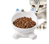 Raised Cat Bowl, Height-Adjustable Cat Bowl, Ceramic Bowl with Non-Slip Base and Slanted Design for Pets, Home, Life, Travel