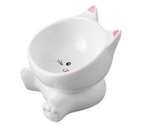 Raised Cat Bowl - Raised Bowl for Feline, High Inclined Ceramic Bowl Anti-Spill, Ideal for Cat Puppy Travelling and Urban Life