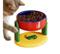 Raised Cat Bowl - Raised Tilted Elevated Cat Food and Water Bowls | Adjustable Height Small Dogs Pet Feeding Dish Suction Cup for Kitten, Puppy