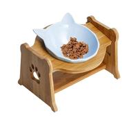Raised Cat Bowl - Single Cat Bowl, Tall Cat Bowl, Protective Cat Bowl - Ceramic Cat Food Bowl Non Slip, Soundproof, Incline and Stress Relief