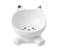 Raised Cat Bowl - Slanted High Ceramic Bowl, Raised Cat Bowls, Leak-proof and Non-Slip | For Kittens, Puppies, Food, Drinking, Home, City Life, Travel, Anti-Vomiting, Neck