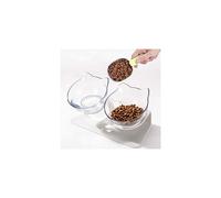 Raised Cat Bowl with Stand - Tilted Double BPA-Free Transparent Bowls, Adjustable 7-10cm, Anti-Vomiting, Non-Slip, Dishwasher Safe for Cats & Kittens