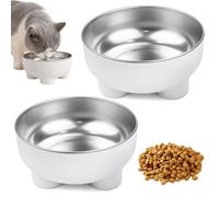 Raised Cat Bowls - 2 Pack 550ml Stainless Steel Cat Bowl Large Capacity, Stable Four-leaf Clover Base Separation Design Detachable Easy to Clean, Stainless Steel Anti-black Chin, White