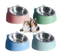 Raised Cat Bowls, 4PCS Cat Bowl with Stand Tilted 15° Elevated Dog Dish Stainless Steel Kitten Food Bowls Detachable Pet Feeding Bowl for Pets Dry Wet Food