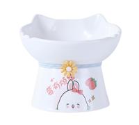 Raised Cat Bowls | Ceramic Raised and Inclined Cat Bowl | Cat Feeding Bowls Anti-Vomit Cat Food Flat Moustaches Pet Feeder for Cats from int