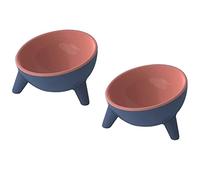 Raised Cat Bowls, Elevated Cat Feeder - 2PCS Red, 15° Inclined Angle for Kittens & Adults