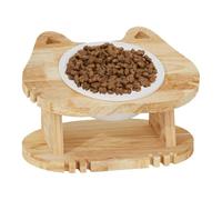 Raised Cat Bowls | Raised Non-Slip Feeding Bowls for Pets with Wooden Stand | Raised Bowl for Young Cats - for Indoor Use in the Living Room and Bedroom