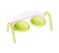 Raised Cat Bowls Twin Bowls Kitten Bowl Stand And Food Dish with Stable Station Suitable for Potty Training, Green