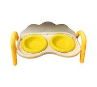 Raised Cat Bowls Twin Bowls Kitten Bowl Stand And Food Dish with Stable Station Suitable for Potty Training, Yellow