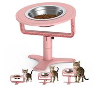 Raised Cat Bowls with Height-Adjustable Stand 15° Tilted Cat Food Bowls Non-Slip Feeder Adjusts to 2.4", 4.02",5.98" with Stainless Steel Bowls Whisker Friendly for Cats and Puppy