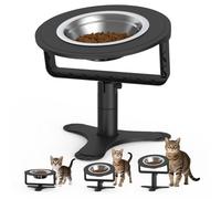 Raised Cat Bowls with Height-Adjustable Stand 15° Tilted Cat Food Bowls Non-Slip Feeder Adjusts to 2.4", 4.02",5.98" with Stainless Steel Bowls Whisker Friendly for Cats and Puppy