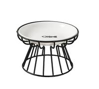 Raised Cat Dish Shallow Ceramic Cat Bowl with Stand, Elevated Whisker Friendly Pet Feeder Bowls Dry Wet Food Plate for Indoor Kitty Small Cats FcQ439 (Black, 16x13x10cm)