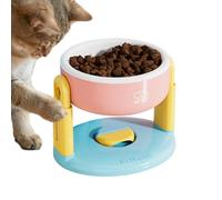 Raised Cat Dish, Tilted Elevated Pet Bowl, 19x16x14.5cm/7.48x6.3x5.71 Inches Anti-Vomiting Suction Cup Base, Small Dog Feeding Dish for Kitten, Puppy Pp