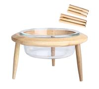 Raised Cat Feeder Bowls - Anti Waste Glass Pet Bowl with Stand, Height Adjustable Height Raised Cat Litter Box for Home, Living Room, Apartment, Corner, Alone Time | High Leggede