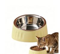 Raised Cat Feeding Bowl, 15 Degree Slanted Stainless Steel Pet Bowl with Non Slip Base, Removable Double Layer Cat Dog Food Water Dish for Neck Pressure Relief, 280ml (Green)