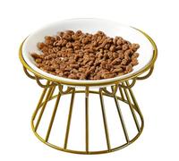 Raised Cat Food Bowl, Raised Cat Bowls Antiomiting Ceramic | Prevent Bowl From Tipping Over Ceramic Cat Bowl with Metal Stand, Cat Bowl for ga