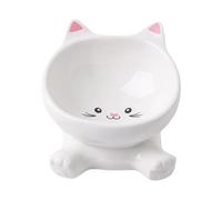 Raised Cat Food Bowl - Slanted Tall Ceramic Dish, Non Slip Food Bowl | Elevated Pet Feeding Dish Kitten Puppy Apartment Home Travel City Living Eating Drinking Accessory For Safe Convenient Use