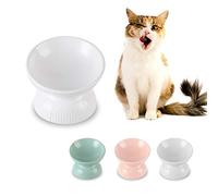 Raised Cat Food Bowls Ceramic - Tilted Elevated Cat Bowls Anti Vomiting - 4.9 in Small Cat Bowl for Dry Wet Food - Stress Free Shallow Cat Feeding Bowls For Whisker Fatigue - Dishwasher Safe - 4oz