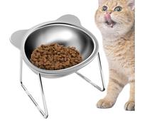 Raised Cat Food Bowls, Elevated Stainless Steel Bowls, 15 Degree Tilt Design, 5.7x4.9x4.3 inches Comfortable Filling Equipment, Pet Feeding Tool for Medium, Large Cats, and Kittens