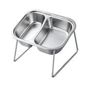 Raised Cat Food Bowls, Raised Dish 2 Compartments Angled at 15° | Cat Bowl | for Indoor Travel Car Crate Cage House Veterinary Park Camping Road