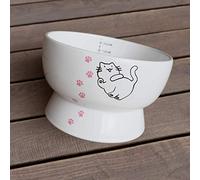 Raised Cat Water Bowl,Elevated, Porcelain Made, Pet Supplies, Backflow Prevention, Stress Free, Safety Choice for Your pet, Superior for Drinking Water