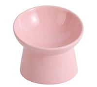 Raised Ceramic Cat Food Bowl - Tilted Elevated Anti-Vomit Cat Bowl - 6.1 Inch Extra Wide Shallow Dish - Whisker-Friendly Feeding for Dry & Wet Food - Dishwasher Safe - 9.5 oz