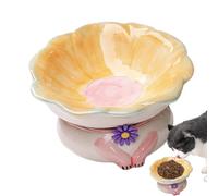 Raised - Ceramic Litter Trays | Non-slip Dog Bow, Whisker Friendly, Anti-Vomiting Pet Supplies For Small, Medium And Puppies, Kittens, Flower Shape Ca? Feed
