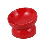 Raised Ceramic PET Bowl with Slanted Mouth and High Feet Red | Dog and PET Feeding Dish, Lightweight Travel Use, Healthy Eating Support, Creative Design for Daily Meals