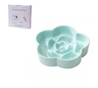 Raised Ceramic Pet Slow Feeder Bowl with Wooden Stand, Flower-Shaped,easy to clean,Free Non-Slip Silicone Mat,Anti-Gulping for Dogs and Cats,pink (Light green, Standrd s (17 * 4.5cm))