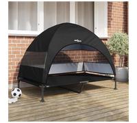 Raised Dog Bed Black 127x81x108cm Steel Frame Polyester Fabric Elevated Outdoor