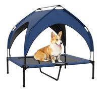 Raised Dog Bed Blue Oxford Steel Mesh Polyester 91x76x89cm for Small Dogs Cozy