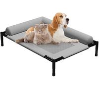 Raised Dog Bed | Cooling Elevated Dog Bed | Removable Breathable Cool Mat With Nonslip Feet | Indoor Outdoor Grey Sleeping Sofa | Off the Floor Beds For Small Medium Dogs