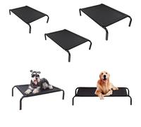 Raised Dog Bed, Dog Bed Elevated with No-Slip Rubber Feet, Cooling Breathable Elevated Pet Bed with Mesh Fabric, Outdoor Dog Sofa Bed with 70kg Capacity for Garden, Camping, L - 114x76x15cm (LxWxH)