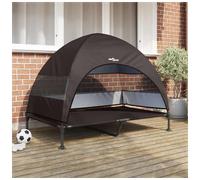 Raised Dog Bed Foldable Elevated Steel & Polyester Brown 127x81x108 cm Outdoor
