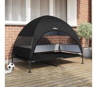 vidaXL Raised Dog Bed with Removable Roof Light Grey XL Steel