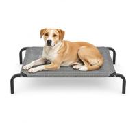 Raised Dog Bed Large 114 x 76 cm, Elevated Outdoor Cot, Chew Resistant Mesh | Raised 15 cm for airflow, with chew- and water-resistant polyester on a rust-resistant steel frame for indoor or outdoor use.