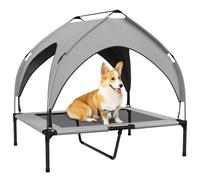 Raised Dog Bed Light Grey 91x76x89cm Steel Oxford Polyester Breathable Mesh M/L