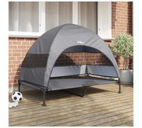Raised Dog Bed Light Grey Fabric & Steel 127x81x108cm Portable Elevated Outdoor